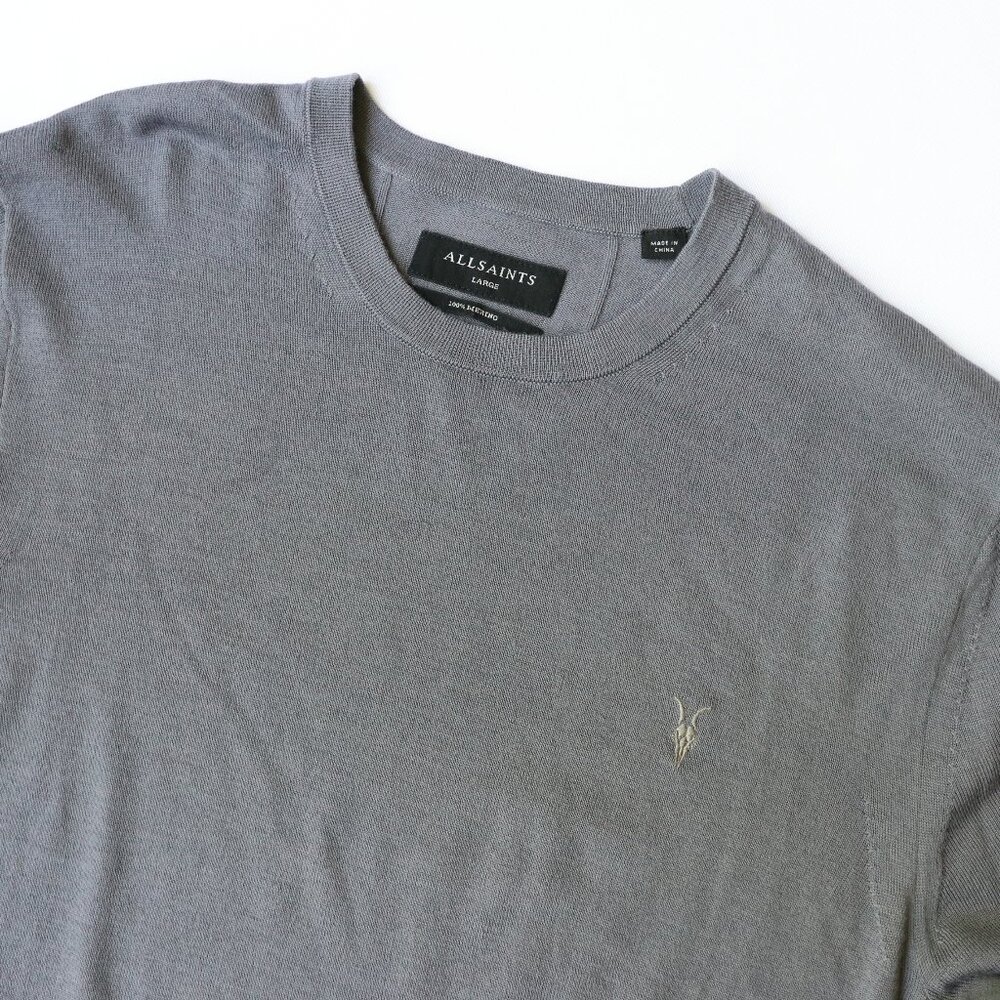 All Saints Men's Gray Crewneck Sweater